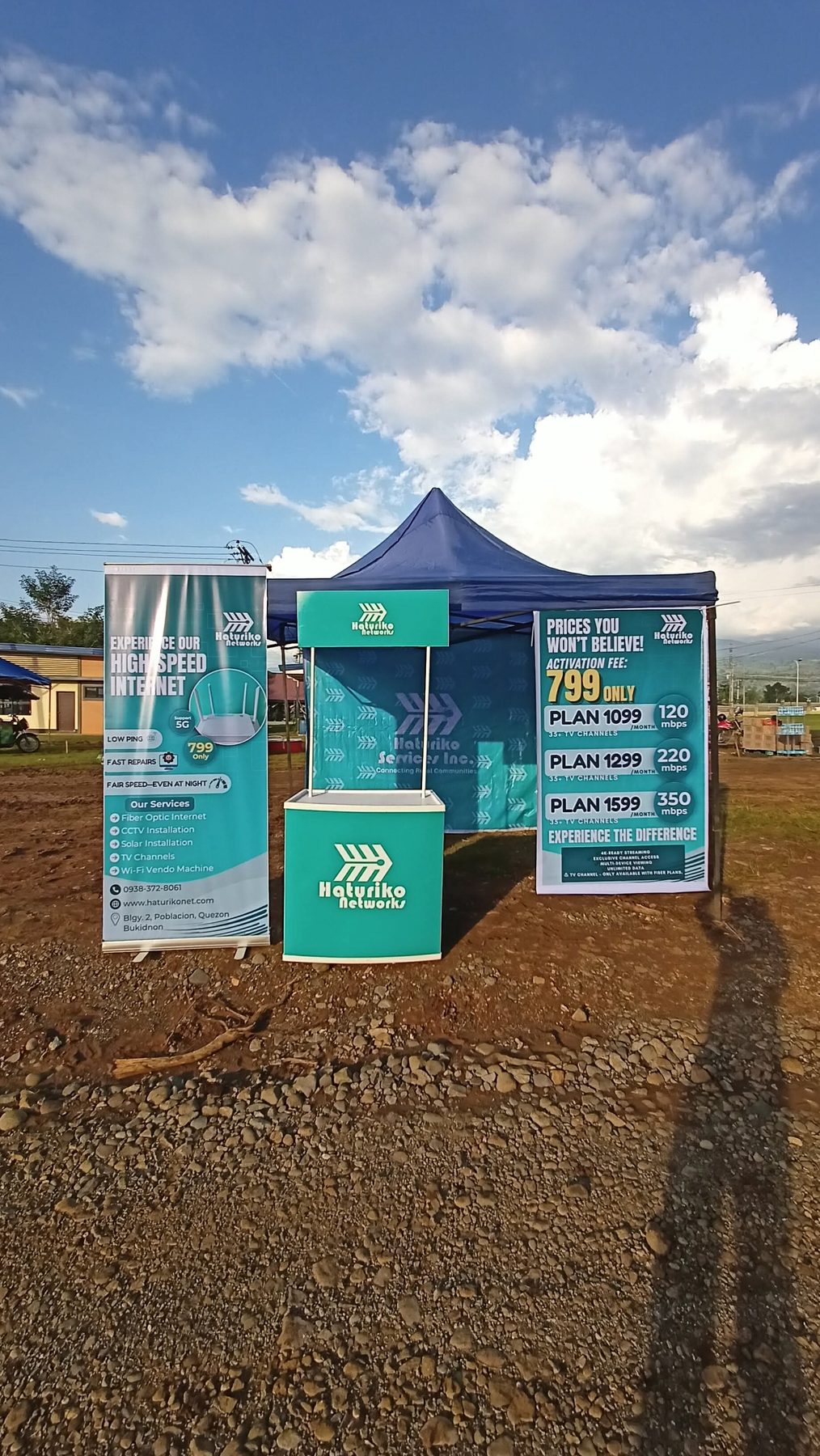 Haturiko Networks booth set up on an open field