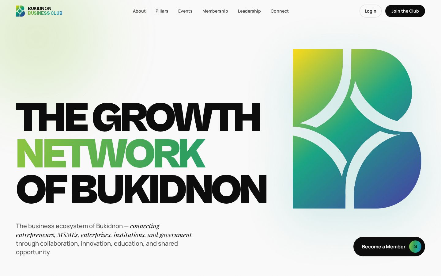 Bukidnon Business Club homepage on desktop