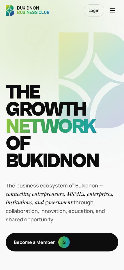 Bukidnon Business Club homepage on mobile