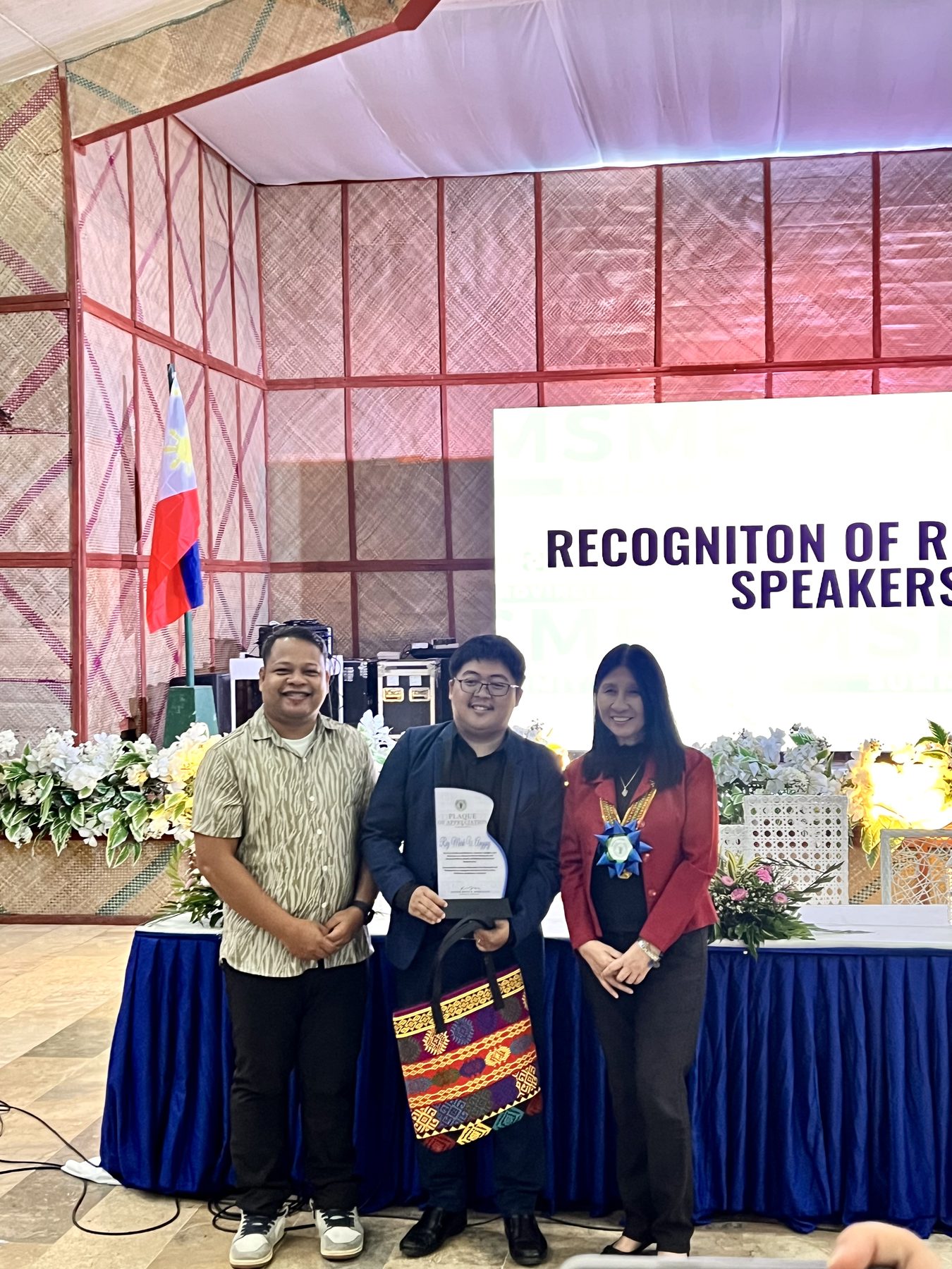 Haturiko representatives recognized on stage at the Camiguin MSME Summit