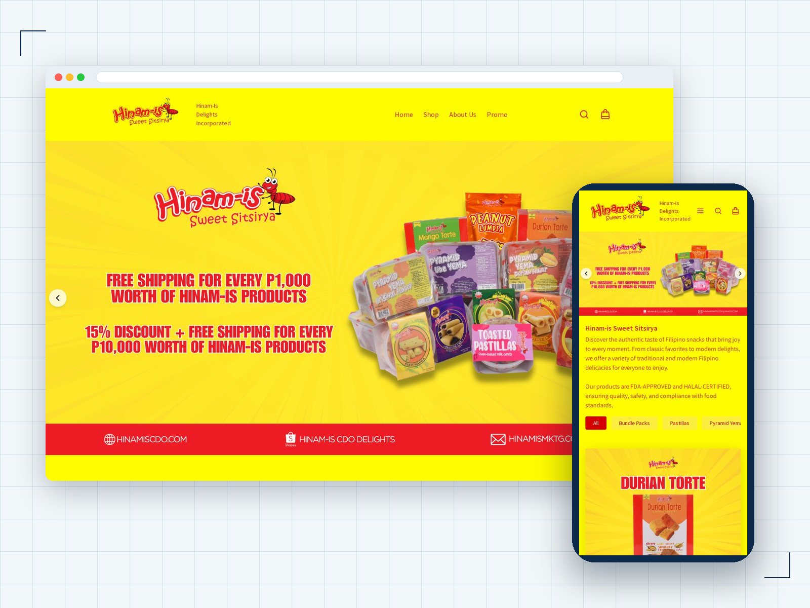 Hinam-is CDO website shown on desktop and mobile