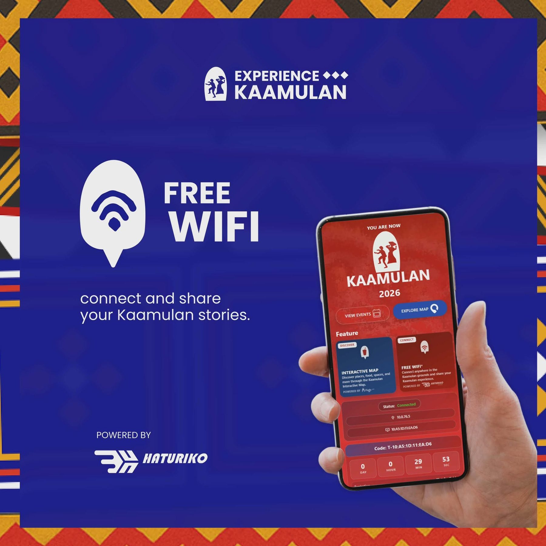 Experience Kaamulan Free Wi-Fi graphic, powered by Haturiko