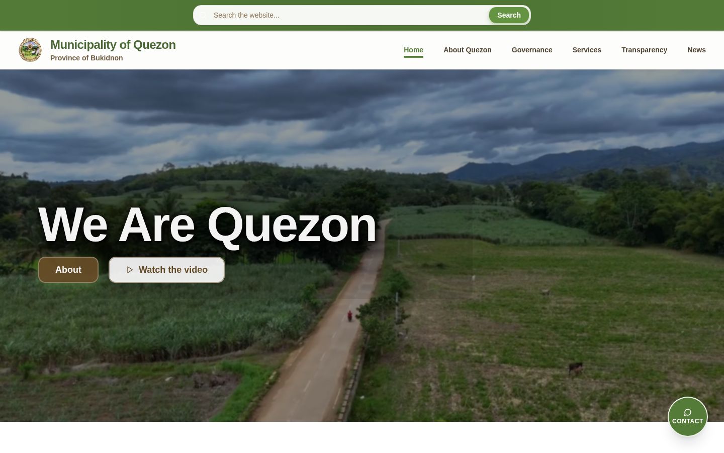 Municipality of Quezon homepage on desktop