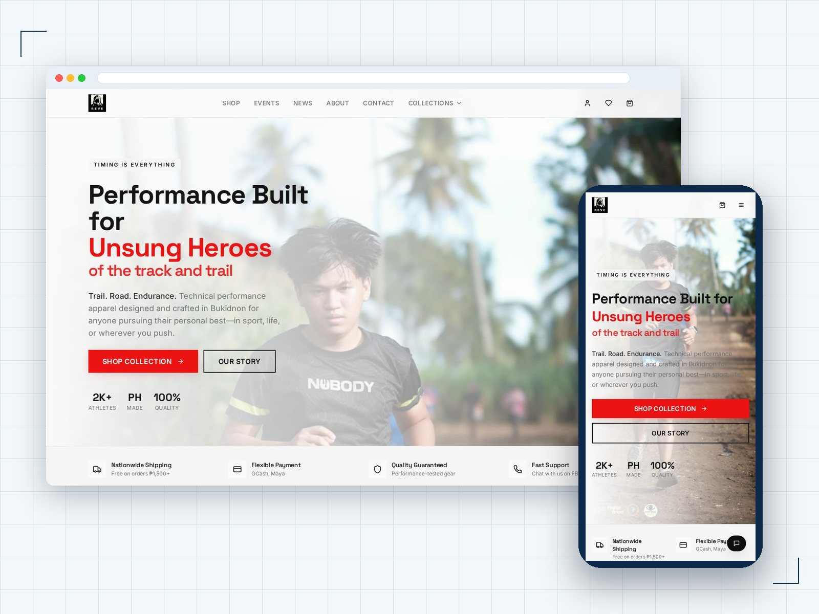 Reve Clothing website shown on desktop and mobile
