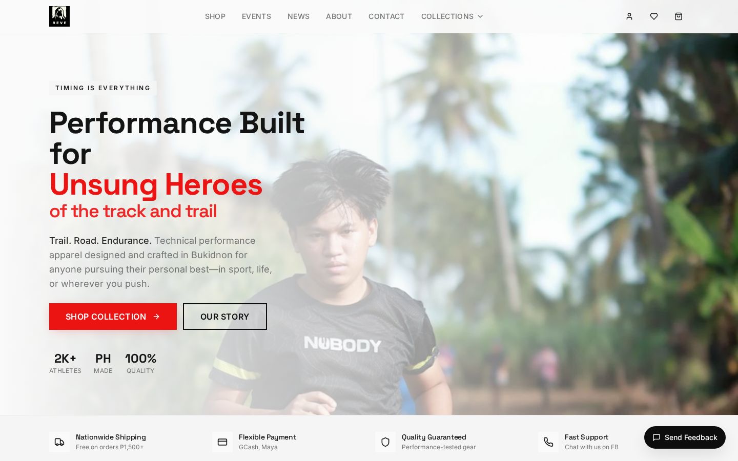 Reve Clothing homepage on desktop