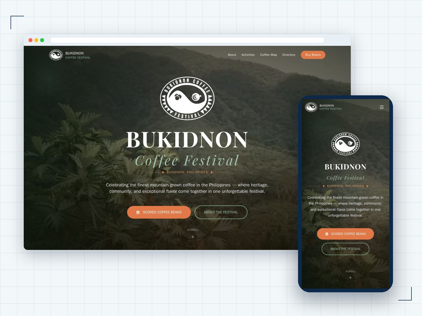 Seagreen Coffee Competition website shown on desktop and mobile