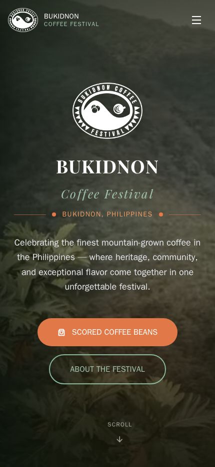 Seagreen Coffee Competition homepage on mobile